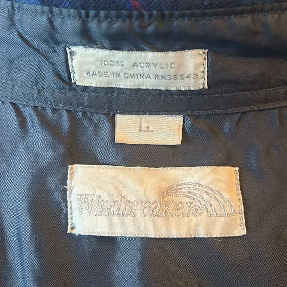 Blue Plaid Acrylic Windbreaker Button Up - Picture 4 of 5